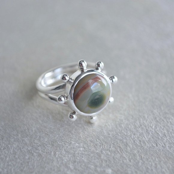 Ocean Jasper Ring Handmade Size 6 - Picture 7 of 7